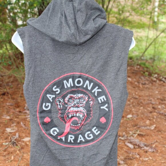 Gas Monkey Women’s Grey Hooded Muscle Tank, Size small - Picture 7 of 9